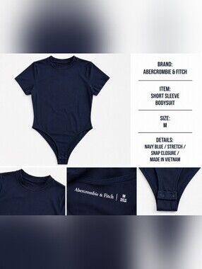 Abercrombie & Fitch Navy Short Sleeve Bodysuit Size M